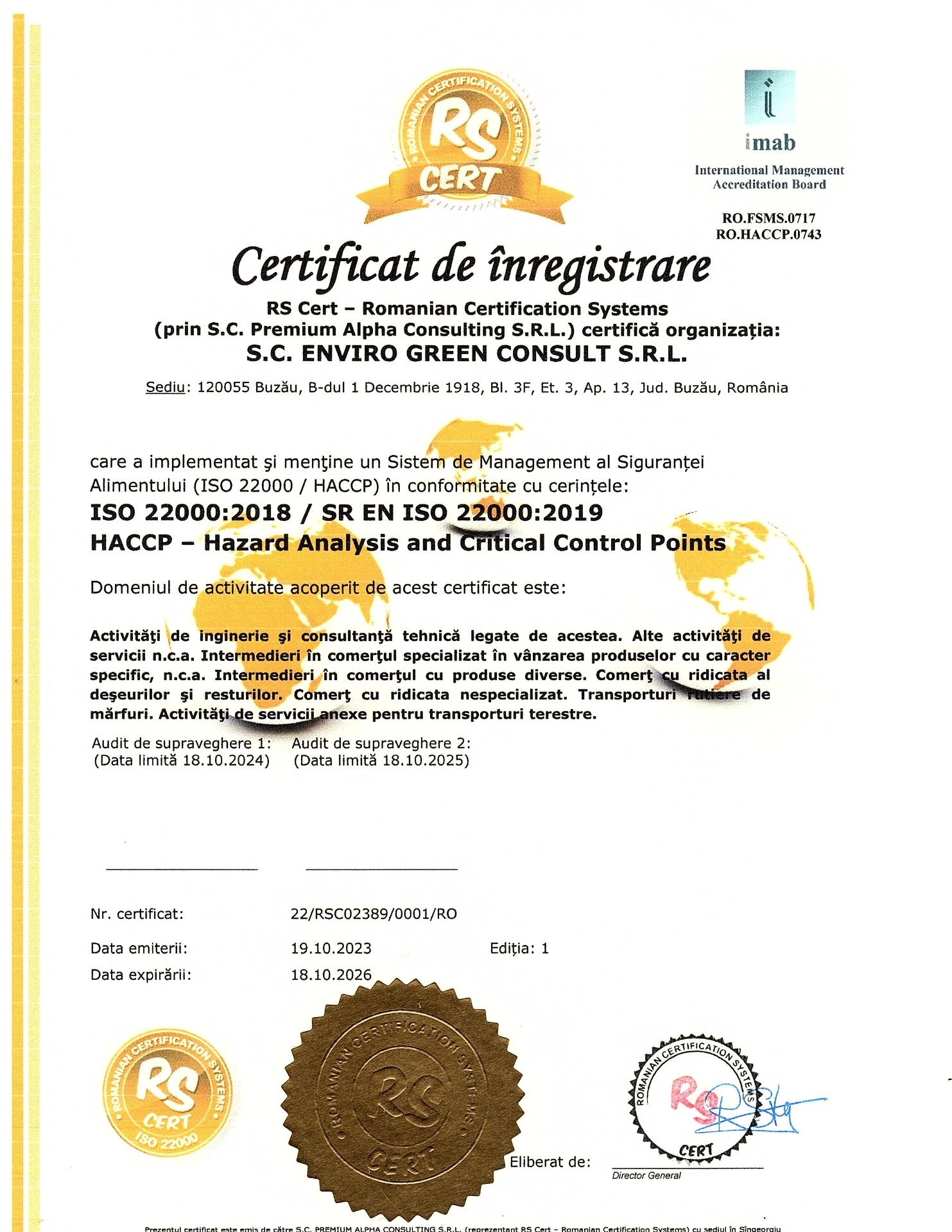Certificat ISO 22000